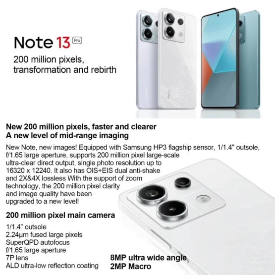 Factory Price For Xiaomi Redmi Note 13 Pro 5G Phone 8GB+128GB 6.67 inch MIUI 14 Snapdragon 7s Gen 2 Octa Core 4nm up to 2.4GHz - Image 2